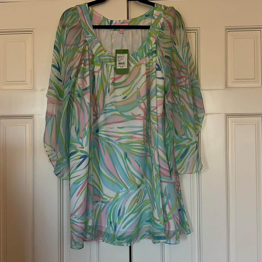 NWT LILLY PULITZER MARIETTA CAFTAN DRESS SALUTE PRINT SIZE XS